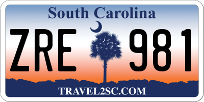 SC license plate ZRE981