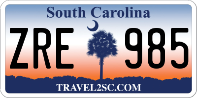SC license plate ZRE985