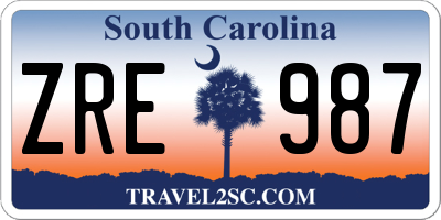 SC license plate ZRE987