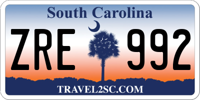 SC license plate ZRE992
