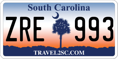 SC license plate ZRE993