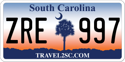 SC license plate ZRE997