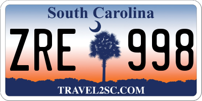SC license plate ZRE998