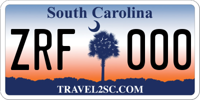 SC license plate ZRF000