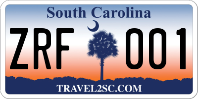 SC license plate ZRF001