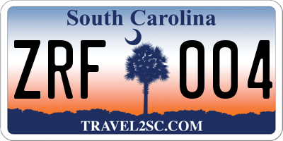 SC license plate ZRF004