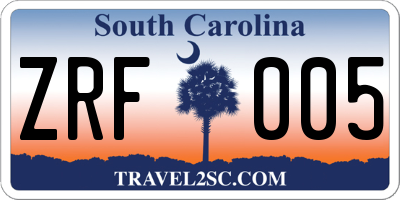 SC license plate ZRF005