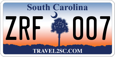 SC license plate ZRF007