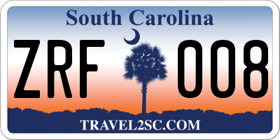 SC license plate ZRF008