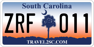 SC license plate ZRF011