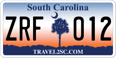 SC license plate ZRF012