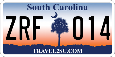 SC license plate ZRF014