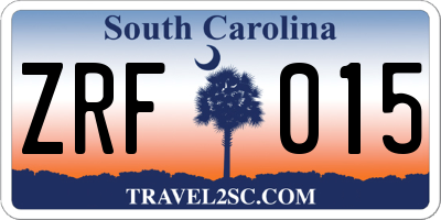 SC license plate ZRF015