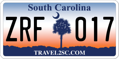 SC license plate ZRF017
