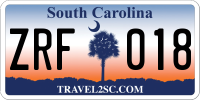 SC license plate ZRF018