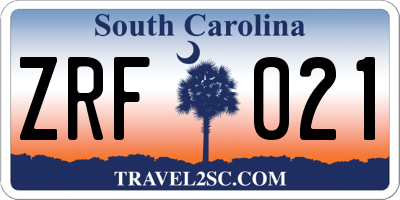 SC license plate ZRF021
