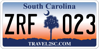 SC license plate ZRF023