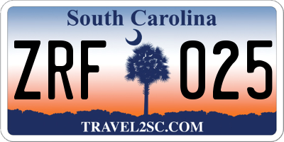 SC license plate ZRF025