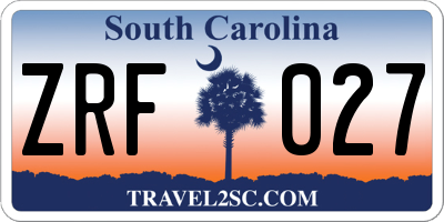 SC license plate ZRF027