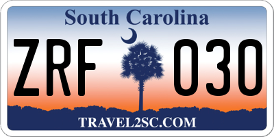 SC license plate ZRF030