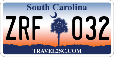 SC license plate ZRF032