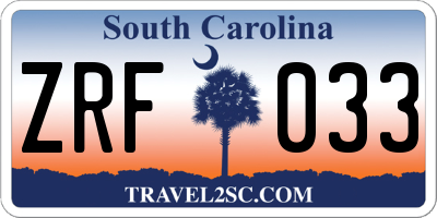 SC license plate ZRF033