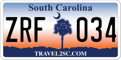 SC license plate ZRF034