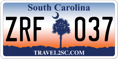 SC license plate ZRF037
