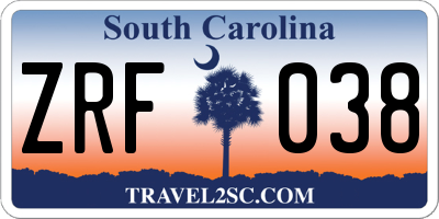 SC license plate ZRF038