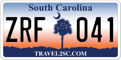 SC license plate ZRF041