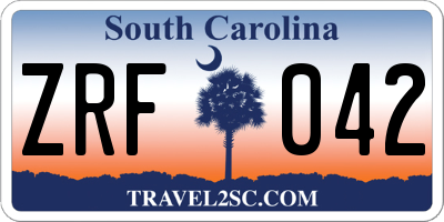 SC license plate ZRF042