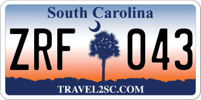 SC license plate ZRF043