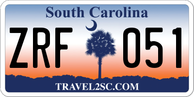 SC license plate ZRF051