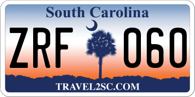 SC license plate ZRF060