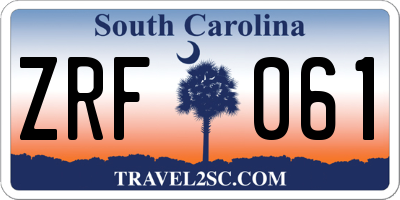 SC license plate ZRF061