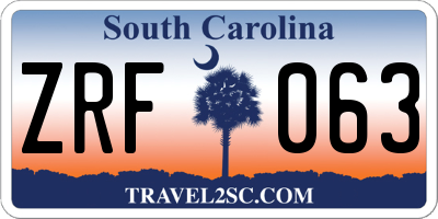 SC license plate ZRF063