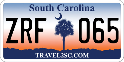 SC license plate ZRF065