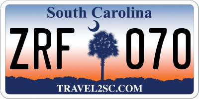 SC license plate ZRF070