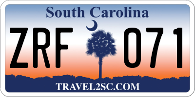 SC license plate ZRF071