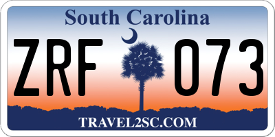SC license plate ZRF073