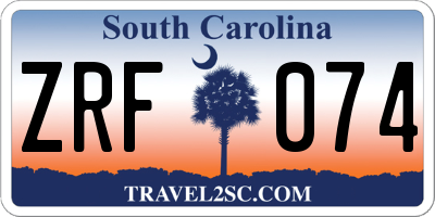 SC license plate ZRF074