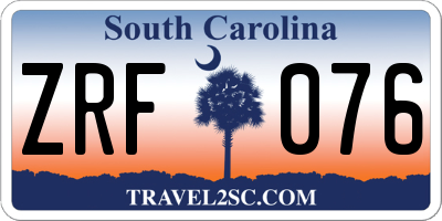 SC license plate ZRF076