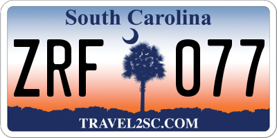 SC license plate ZRF077
