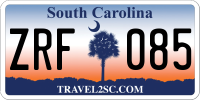 SC license plate ZRF085