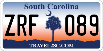 SC license plate ZRF089