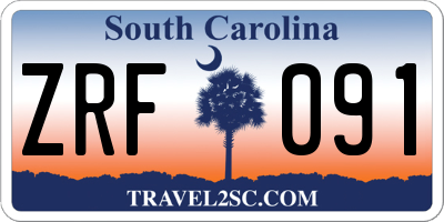 SC license plate ZRF091