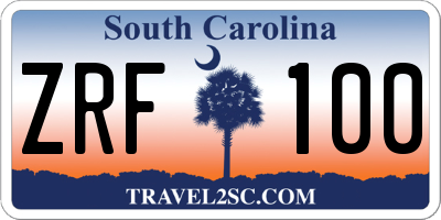 SC license plate ZRF100