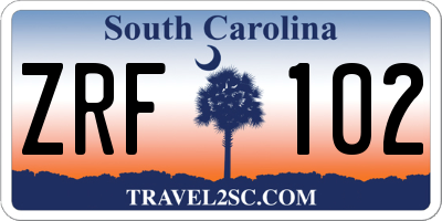SC license plate ZRF102