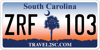 SC license plate ZRF103