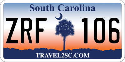 SC license plate ZRF106